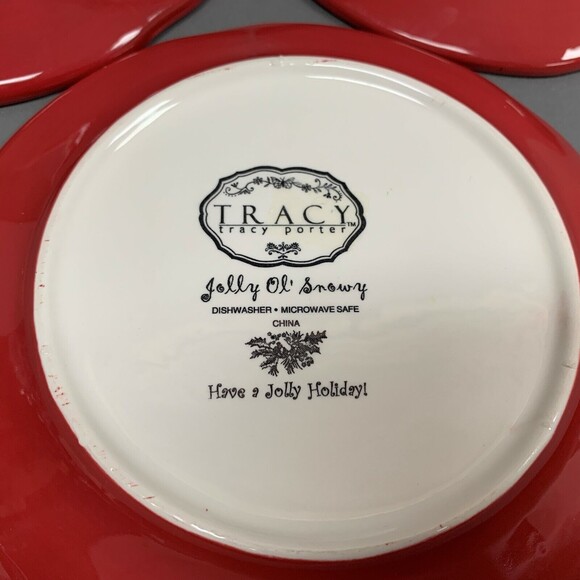 Tracy Porter Jolly Ol Snowy Salad Plates Red Lot of 3 - Picture 11 of 11